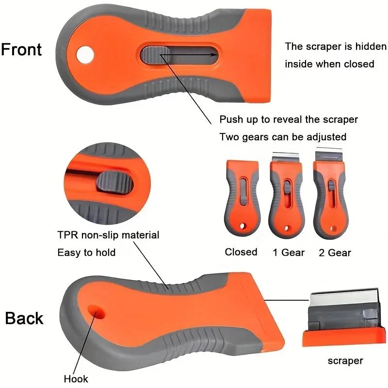 Glue Removal 1 Set Blade With 10 Blades, Telescopic Adjustment Knife, Cleaning Scraper Tool For Removing Labels,Stickers,Paint