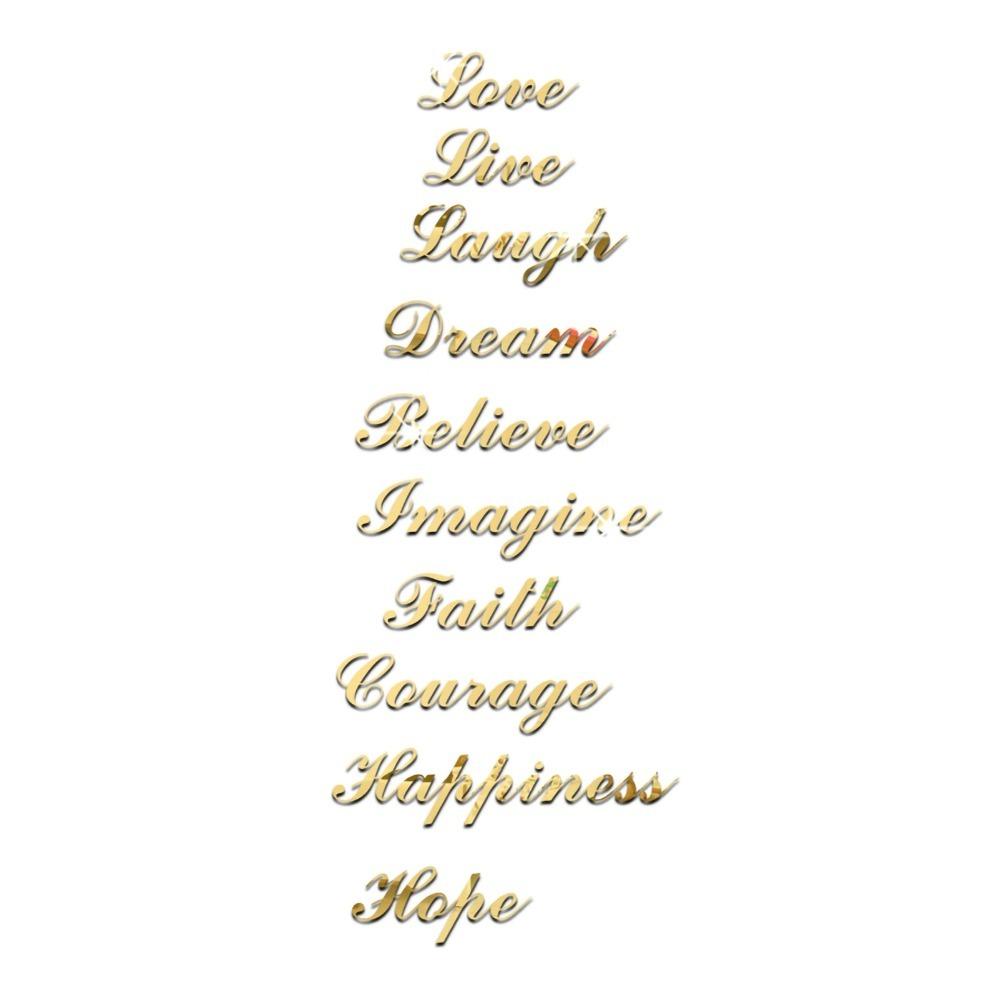 Acrylic Letter Wall Sticker 44.49x5.51in English Letter English Letter Decor Self-Adhesive Silver Gold Home Wall Sticker золотой