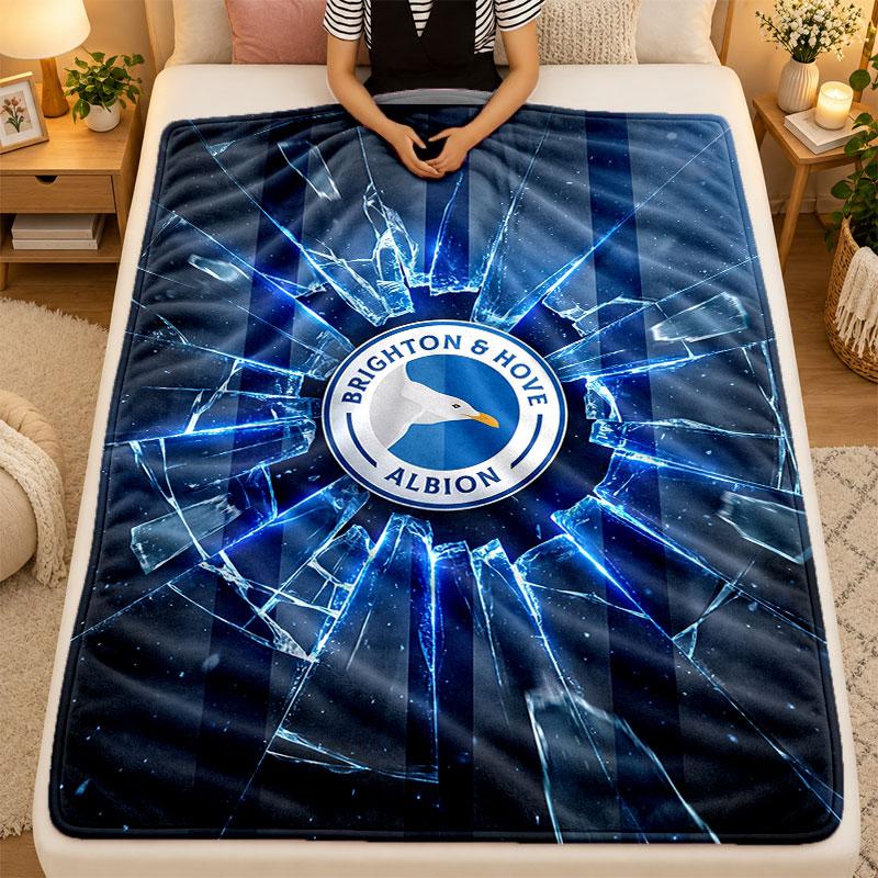 Flannel BlanketBrighton & Hove Albion Football Warm Soft Throw Blanket for Indoor Sofa Bed Living Room Use