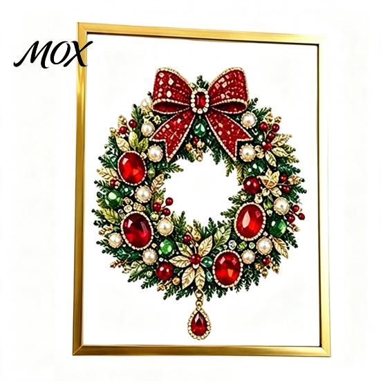 Holiday Home Decor Crafts DIY Jewelry Faux Pearl Art Painting Kit with Frame, Christmas Craft Supplies Set Crystal Gem for Adults, Tabletop