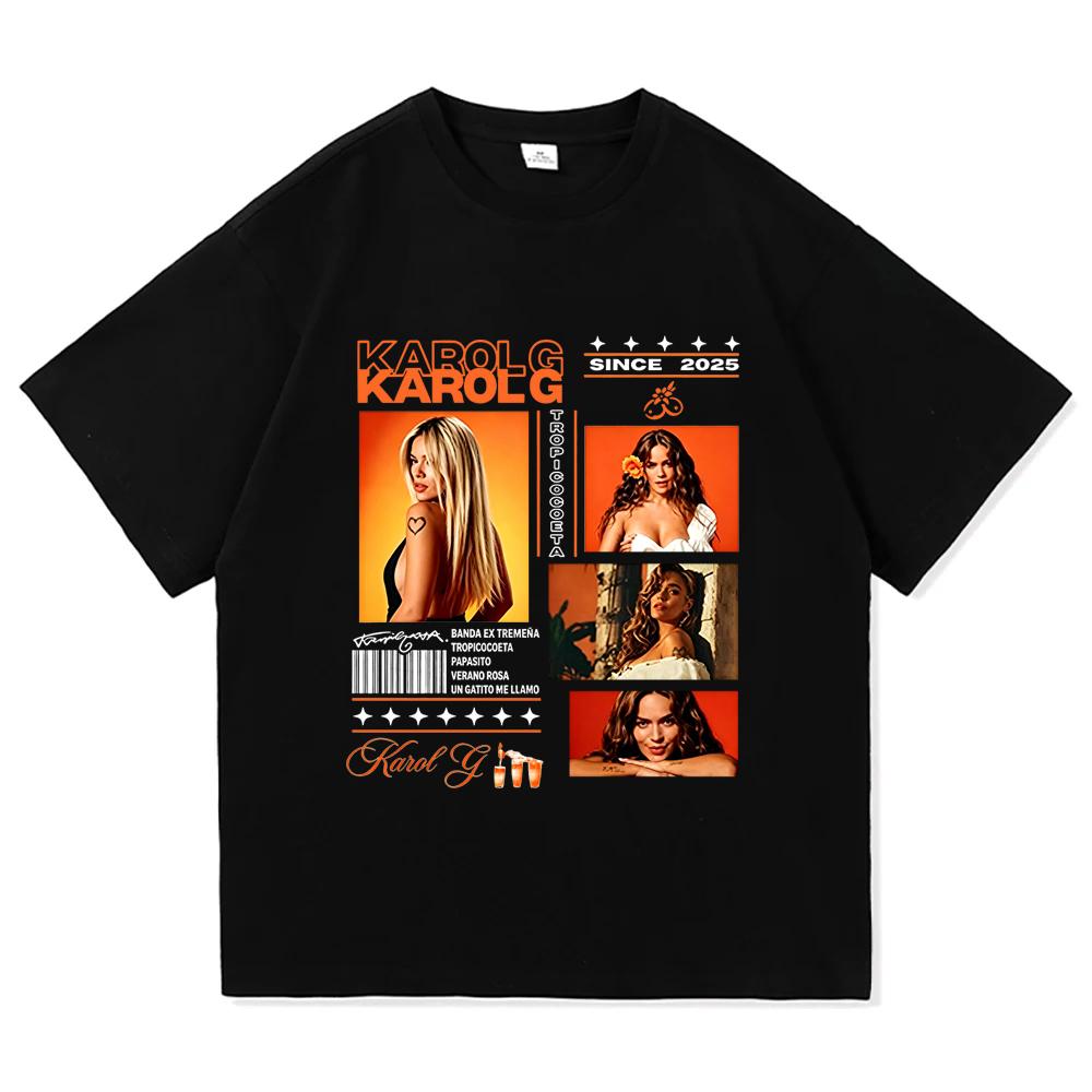 Singer Karol G Graphic Tshirt Summer Cotton Unisex Unisex Clothing Loose Casual Short Sleeve Oneck Tshirts Unisex Streetwear Tees