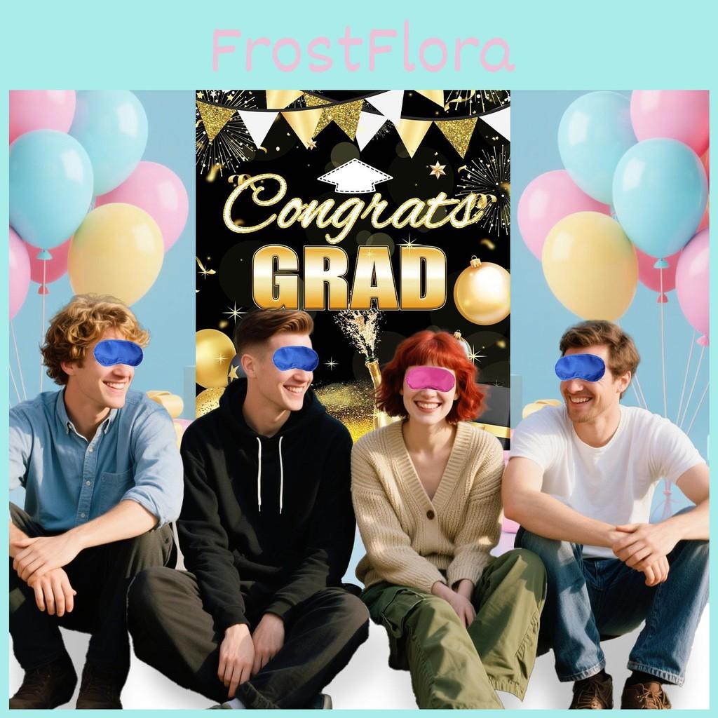 Graduation Black Gold Party Blindfold Game Poster Set Decor With Stickers