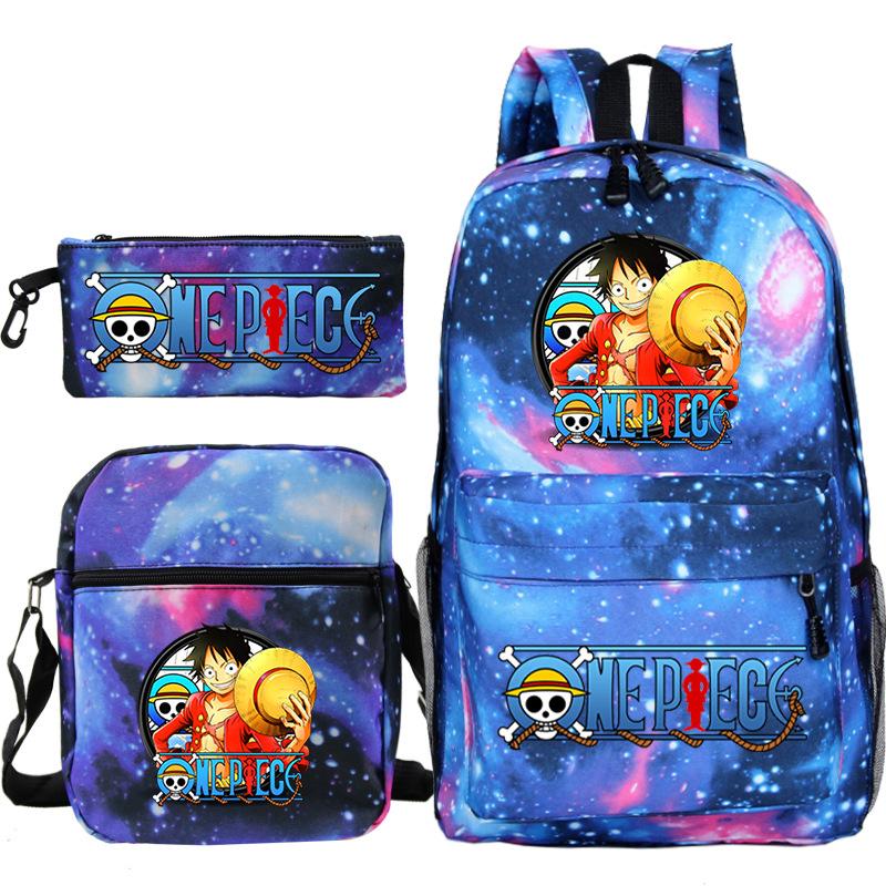 Cartoon Printed Teen Backpack Men's and Women's Student School Bag Three-piece Combination