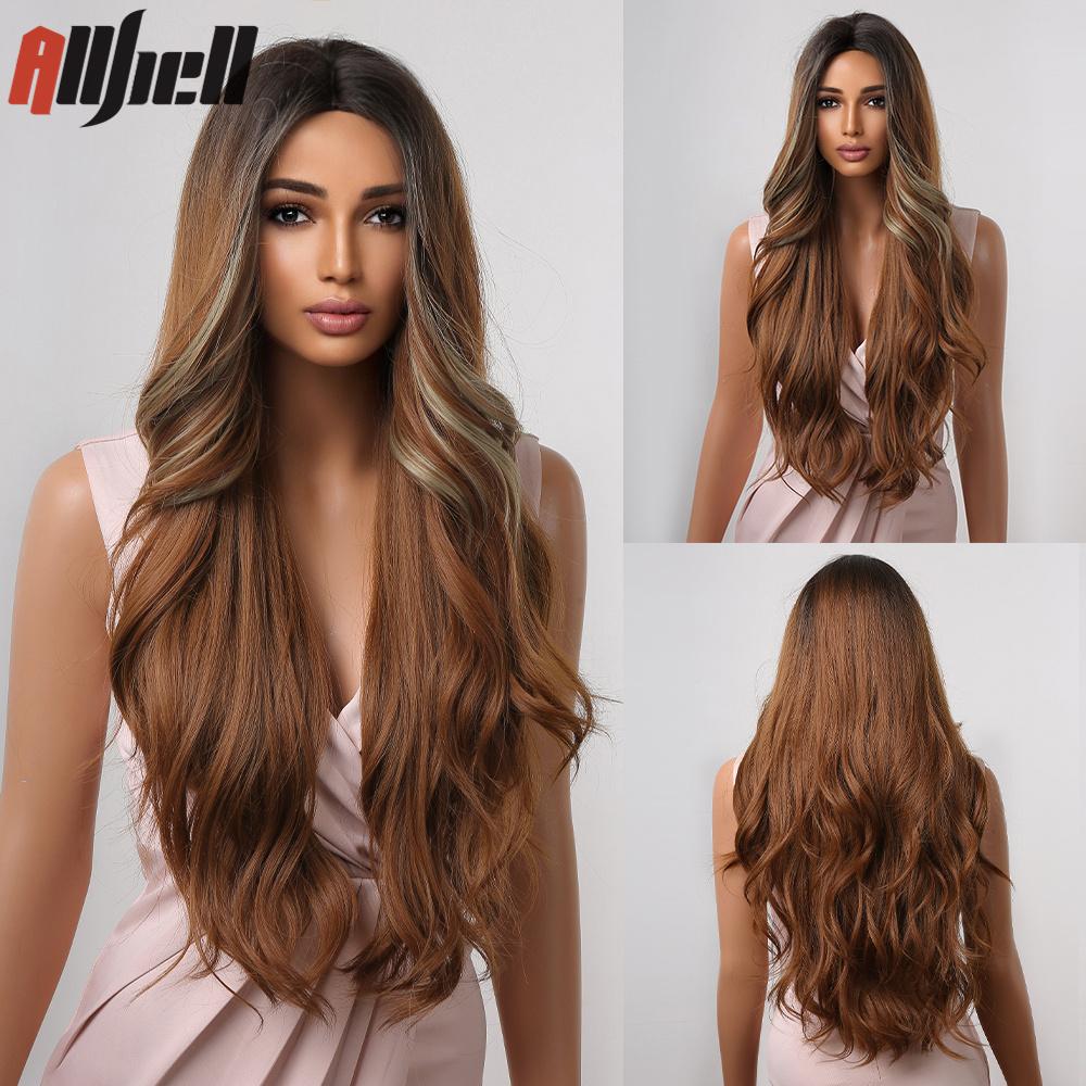 Long Wave Synthetic Wigs With Black Bangs Body Wavy Natural Black Hair Wig Heat Resistant for Women Daily Halloween Cosplay Use