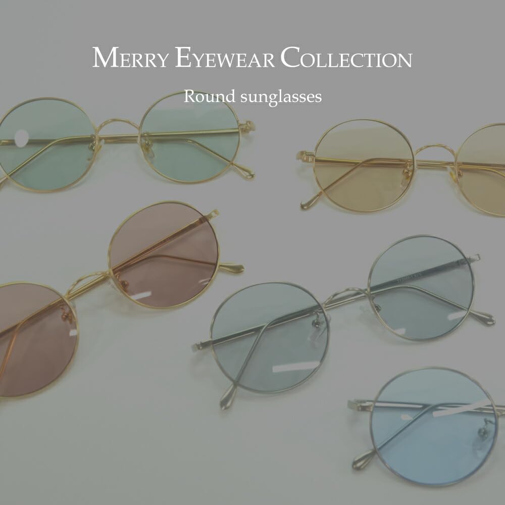 [MERRY PLEASURE] Sunglasses for Men and Women, UV Protection, Fashion Glasses, Round, Boston Style, Tinted Lenses (Lightly Colored)