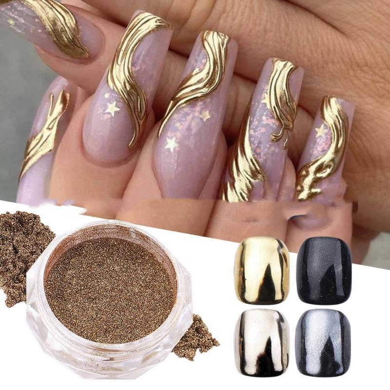 New Manicure Magic Mirror Powder Ins Metal Mirror Flour Light Gold Water Ripple Japanese Super Bright Nail Glitter