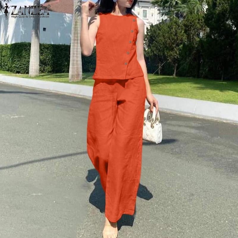 

ZANZEA Женские майки и брюки Повседневные комплекты из двух частей 4XL зелёный