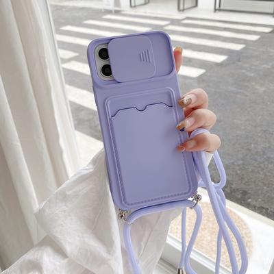 Crossbody with Card Case for IPhone 14 15 Plus 16 Pro Max 13 12 Mini 11 X XR XS Camera Push Adjustable Lanyard Strap Cover