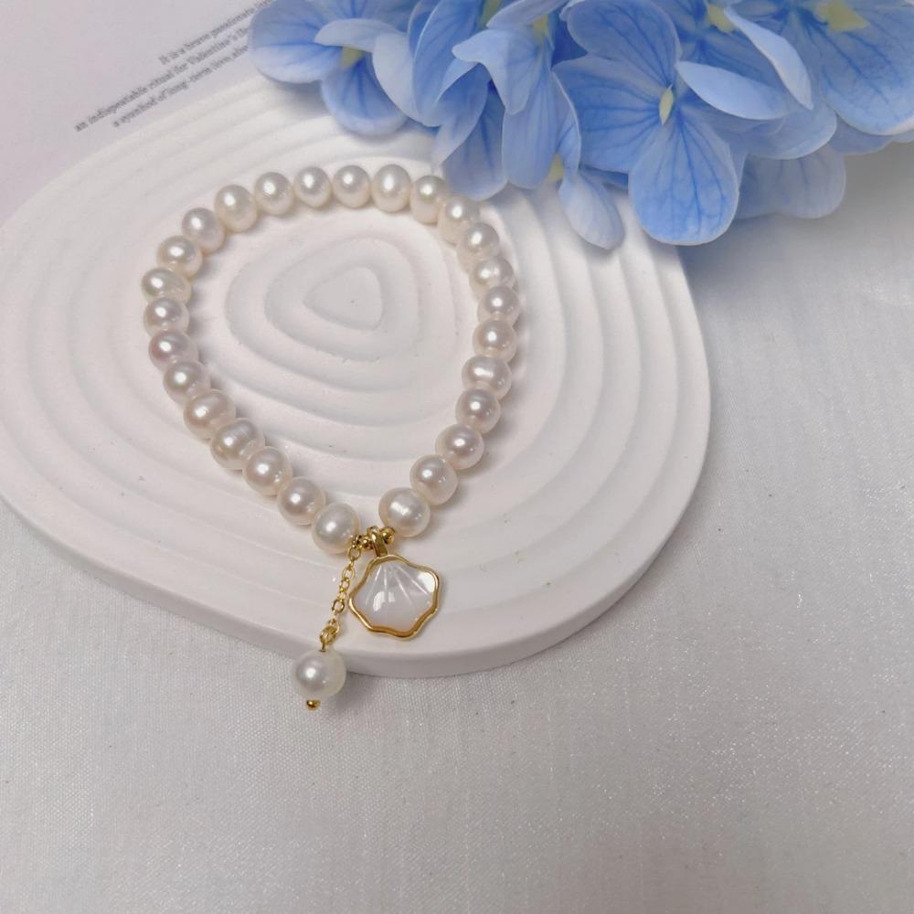 Baroque Natural Freshwater Pearl Beaded Bracelet Women's High-end Sense Light Luxury Niche Design Sense Versatile Jewelry