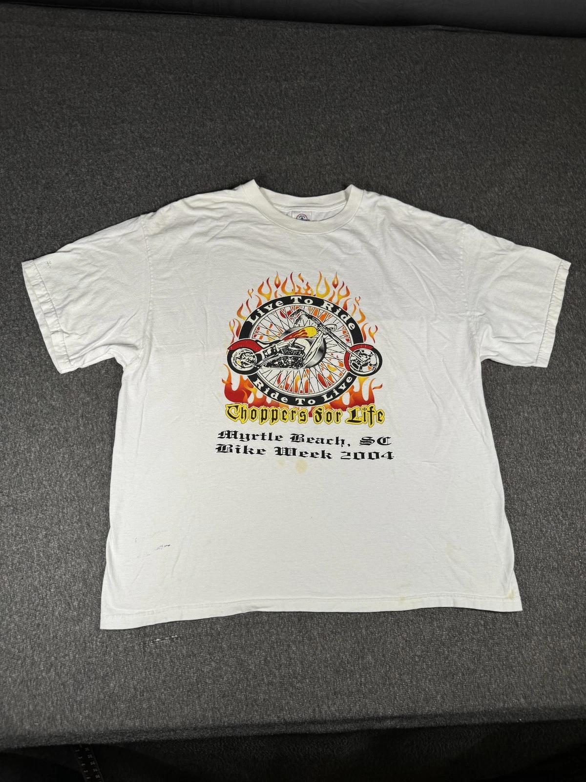 

Vintage Myrtle Beach Bike Week Shirt Mens XL White Choppers for Life 2004 00s S