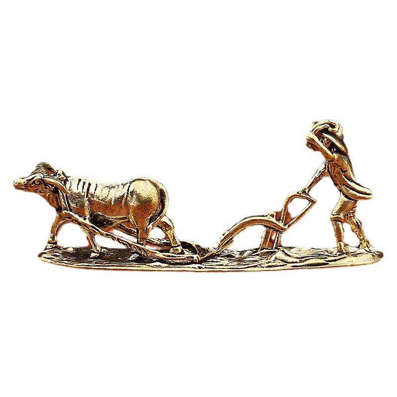 Brass Ornament Old Farmer and Niu Guochao Office Desktop Tea Pet Table Pet Pure Copper Small Copper Metal Crafts