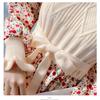 Autumn Sweater Dresses for Women Winter Splicing Pullover Bandage Slim Knitting Dress Sweet Corduroy Floral Print Dress