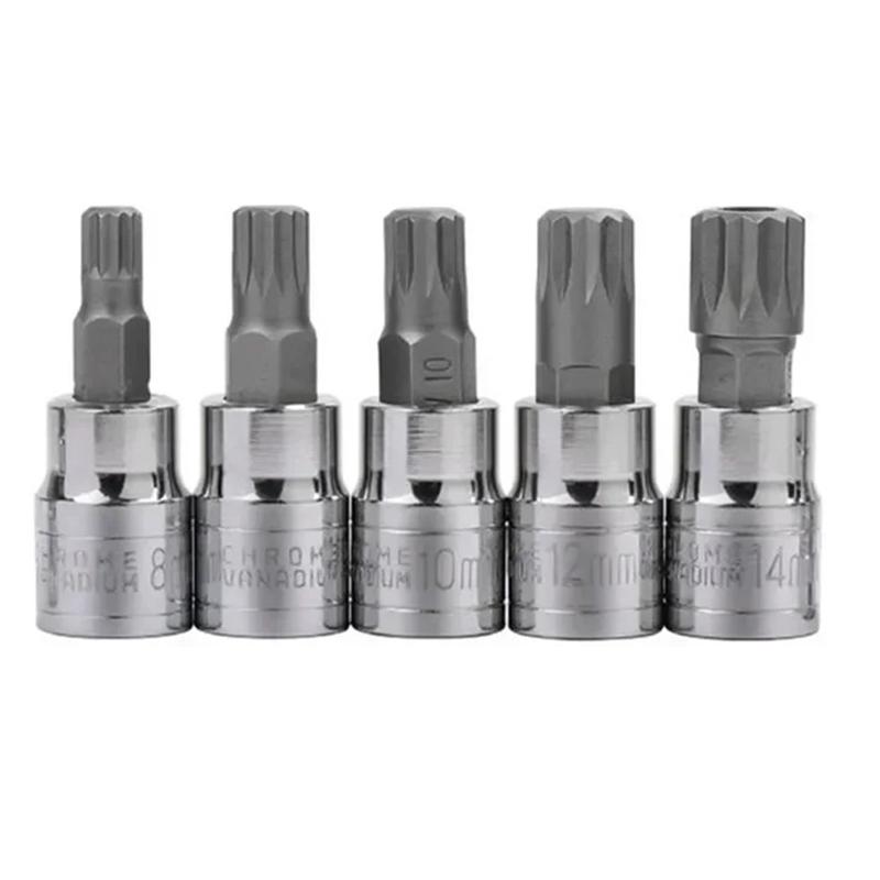 

Fresh High Quality Automotive 10-Piece 12-Point Star Head Socket Set(With Case) Use With Ratchet Wrench Tool Kit серебряный