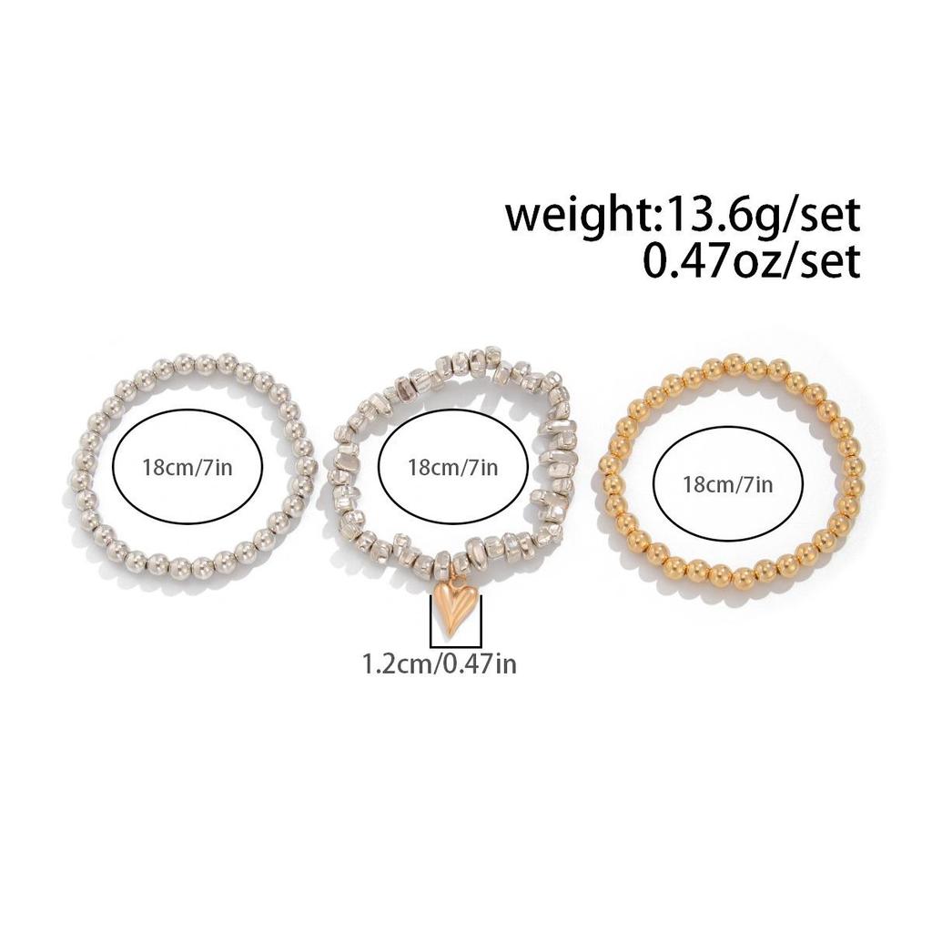 3Pcs/Set Irregular CCB Stone Chain Bracelets Jewelry Party Accessories Geometric Heart-Shaped Pendant Bracelet 2025 New