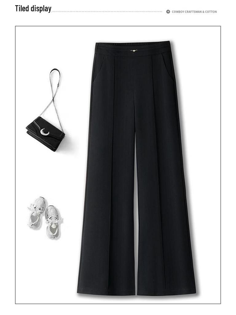 Women's Straight Wide-Leg High-Waist Pants for Spring/Autumn 2026 - Casual, Versatile Fashion for Middle-Aged & Elderly