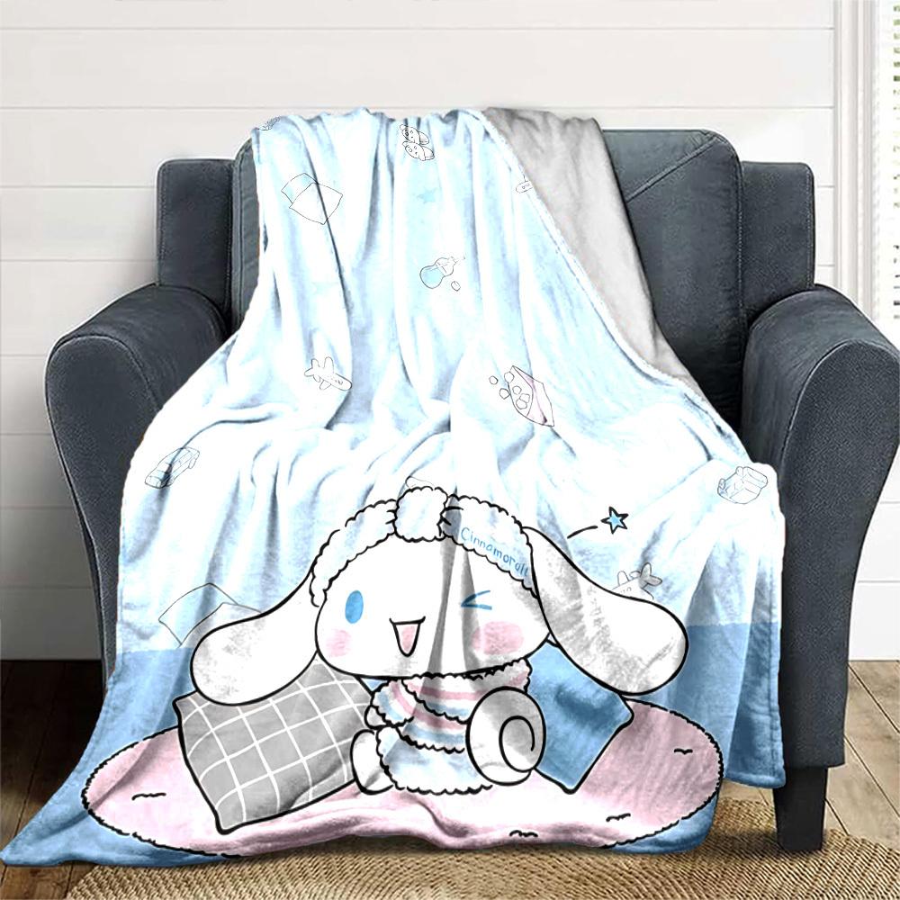 1pc NAME CINNAMOROLL Blanket Lightweight Flannel Throw for Sofa Bed Travel Camping Livingroom Office Couch Chair