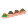 Catnips Toy Edible Ball Set Wall Mount Rotatable Natural Licking Treat Toy for Kitten of Various Age 8" Long Base X3UC