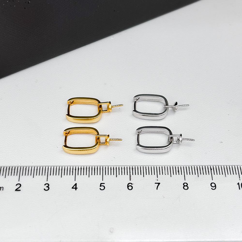 DIY Pärltillbehör S925 Sterlingsilver Stiftörhängen Fästen för 9-15mm Pärlor - Enkla Stil Öronmanschetter 22293