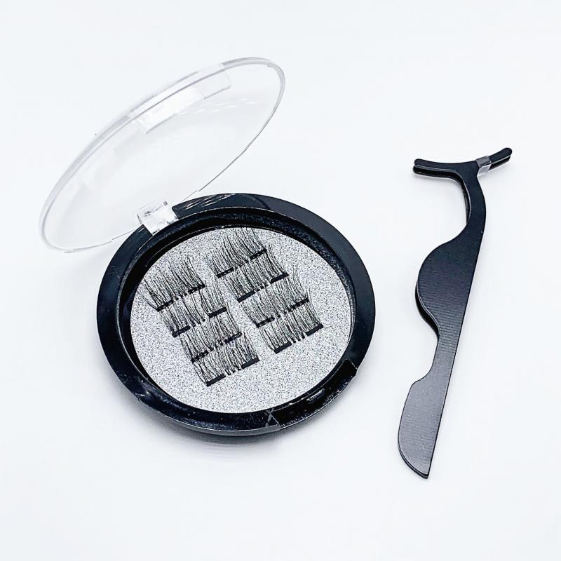 Vassoul Dual Magnetic Eyelashes, 0.2mm Ultra Thin Magnet, Light weight & Easy to Wear, Best 3D Reusable Eyelashes with Applicator (8 PC with Tweezers)