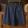 Sibaishe Women's High-Waist Washed Wide-Leg Denim Shorts