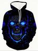 Gothic Skeleton Art Series Print Hoodie for Men, Neon Skull Fracture Illustrations Full Graphic Loose Pullover, Crafted for Dark Style Fan Meetups