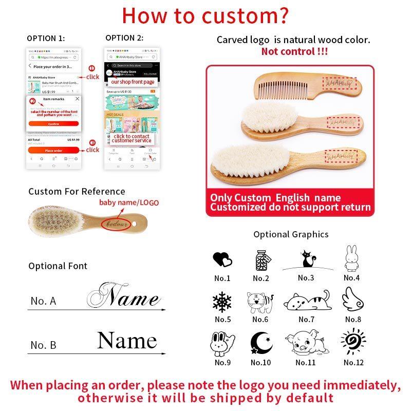 Name Bamboo Hair Brush Women Mini Bamboo Comb Paddle Detangling HairBrush with Nylon P Wood Comb Brosse Cheveux Femme
