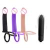 Skin Friendly Beginner Vibrating Strap On Dildo Double Penetration Anal Plug Reusable Adult Toy for Men