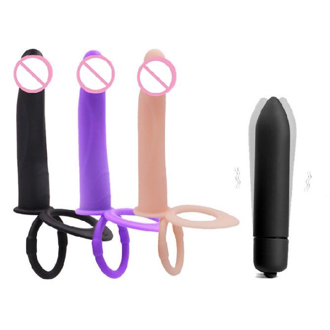 Skin Friendly Beginner Vibrating Strap On Dildo Double Penetration Anal Plug Reusable Adult Toy for Men