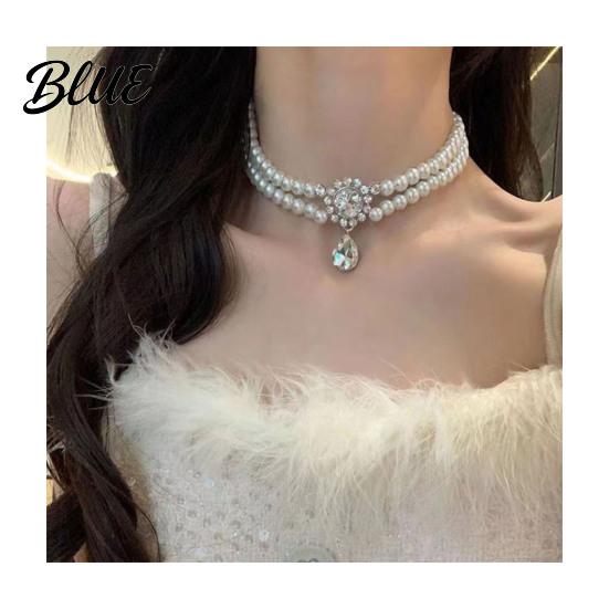 Fashion Faux Pearl Necklace Choker Women Elegant White Versatile Sparkling