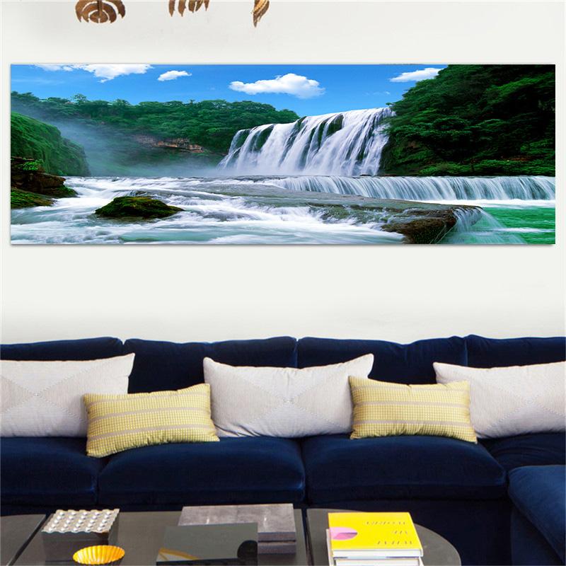 Landscape Green Forest Waterfall Swan Canvas Painting Posters and Prints Wall Art Pictures Living Room Home Decor No Frame