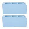 2pcs Makeup Brush Holder Small Blue Reinforced Support 4 Spaces Deep Slot Stable Bottom Desktop Storage Box
