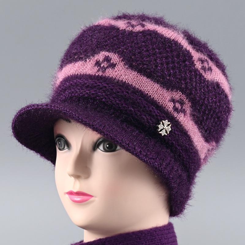 Winter New Velvet Warm Wife Hat Versatile Old Hat Women's Cold-proof Knitted Wool Hat