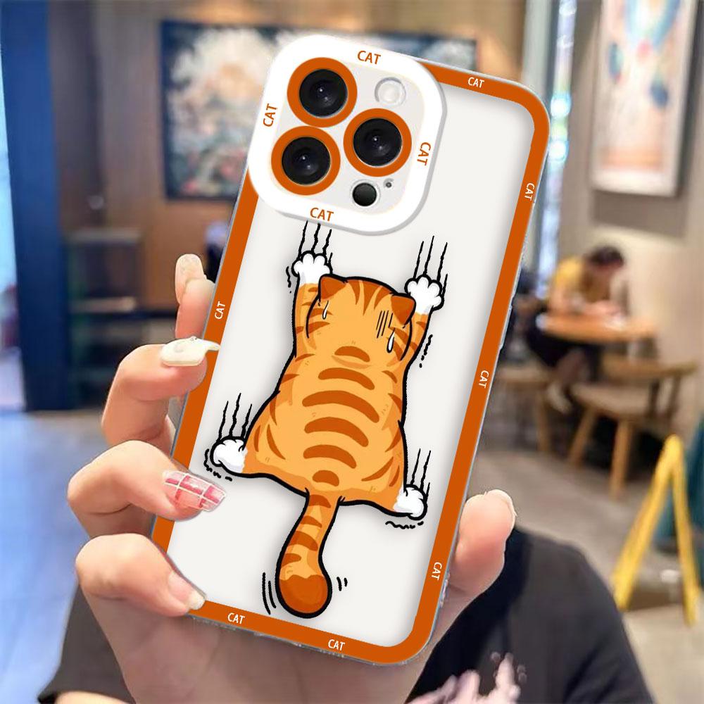 

Cartoon Orange Grey Cat Clear Phone Case For Realme 15 5 6 7 7I 8 8I 9 9I 10 11 12 NOTE 70 C75 C71 C67 C65 C55 C53 C35 C33 Cover REALME 9(9PROPLUS)