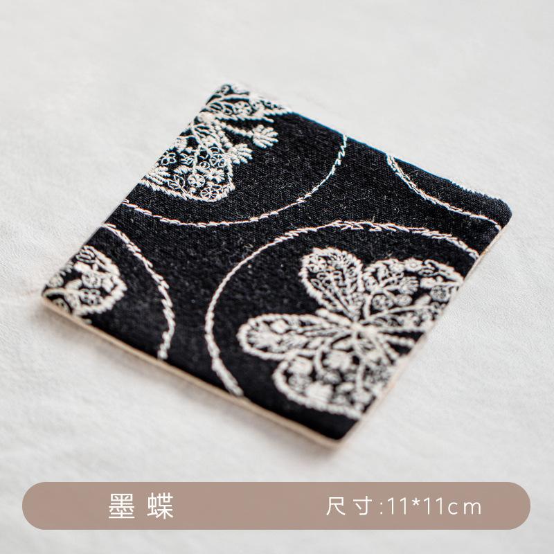 Wind embroidery coaster Fabric Christmas placemat Cross-border absorbent tea saucer Creative coffee coaster Bowl mat Insulation mat