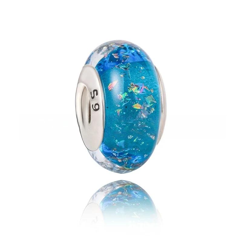 New Original Copper Murano Glass Charm Colorful Rainbow Snowflakes Stars Charm For Bracelet Diy Women Jewelry