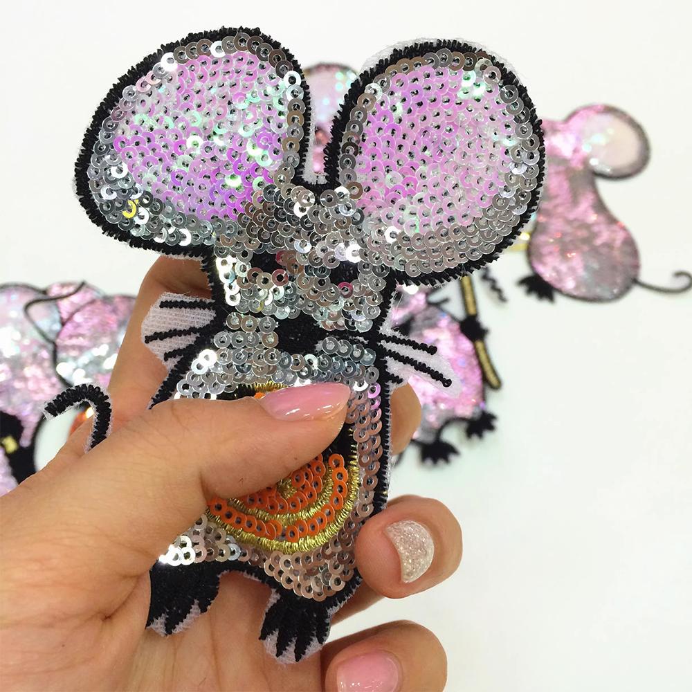 6Pcs Cartoon Mouse Sequin Embroidered Patches Applique Patch Decoration