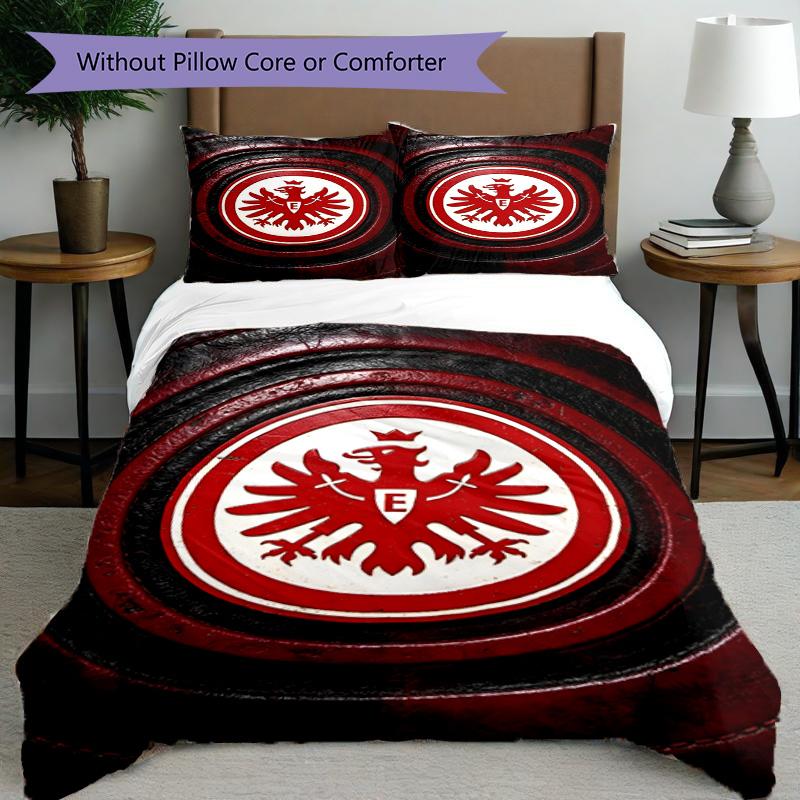 3-teiliges Bettbezug-Set (1 * Bettbezug + 2 * Kissenbezug, ohne Kern), Eintracht Frankfurt Bettwäsche-Set mit Aufdruck, Schlafzimmerdekoration, Ganzjahres, Geburtstagsgeschenk