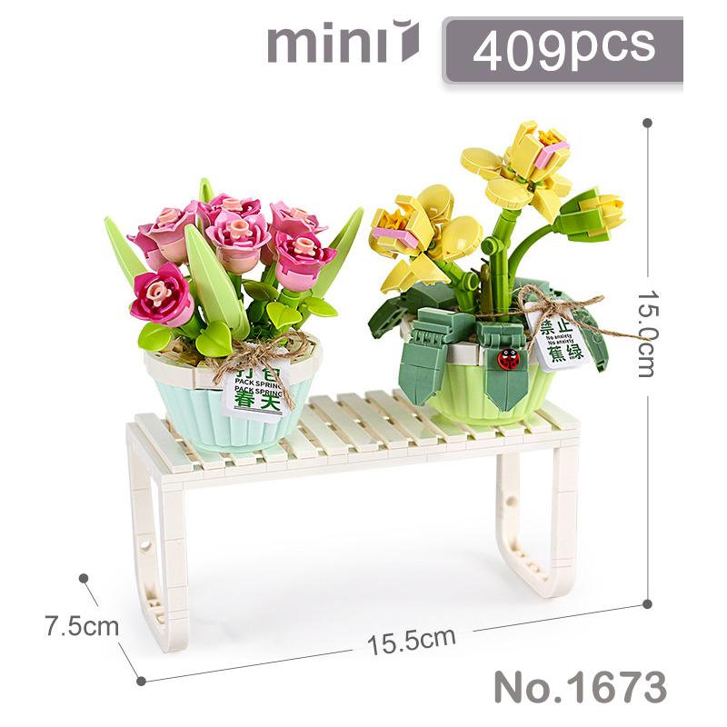 

Мини-бонсай, цветы, растения, строительный блок, сделай сам, букет зеленых растений, украшение дома в горшке, детские игрушки для девочек, Рождество 1673 no box