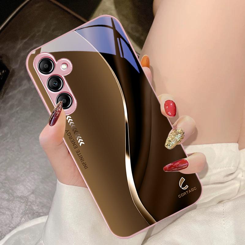 Tempered Glass Phone Case for Samsung Galaxy A14 4G 20 30 52 20S 21S 22 A25 32 33 34 42 50 51 53 54 70 71 5G Liulian Moon Silver