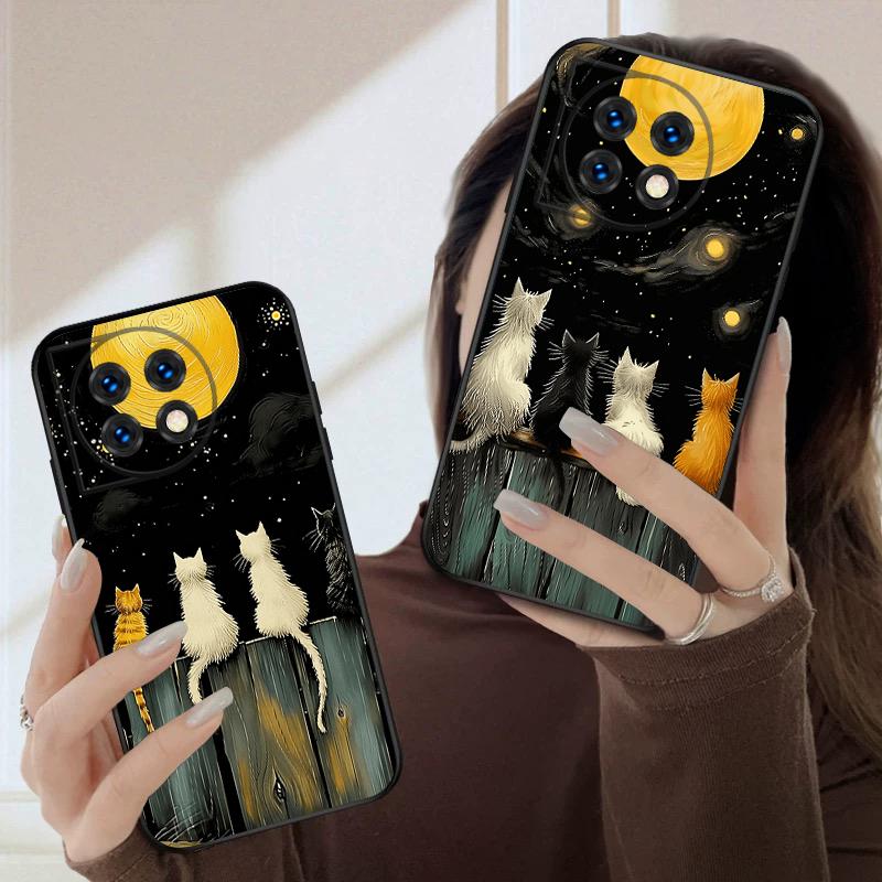 Fond Chat Pour OnePlus 8 9 11 12 13 10 Pro 9RT 8T 12R Ace 3 5 2V Nord CE 2 4 Lite N20 SE 30 N200 silicone souple coque de téléphone