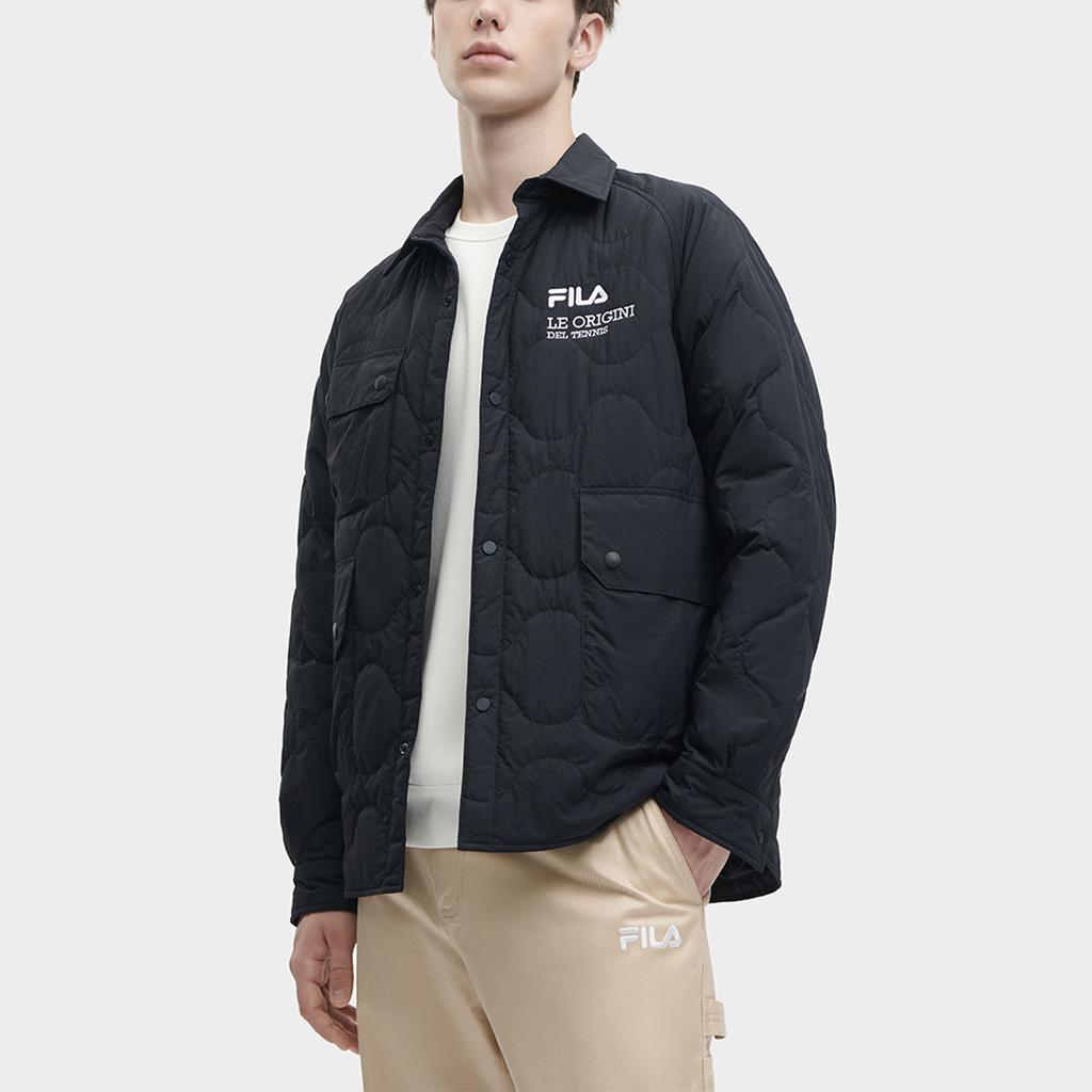 Fila Letter Logo Print Polo Casual Cotton Jacket Men Jackets Legendary-Blue F11M349910F-NV