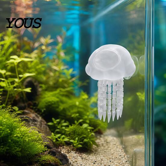 Floating Jellyfish Ornament Aquarium Hide, 3D Printed Fish Tank Reduce Aggression in Hideout, Decorative Shelter Cave for Pleco Shrimp Betta