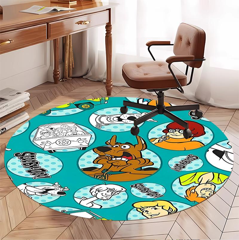 Scooby Pattern Round Rug, Indoor/Outdoor Mat, for Picnic, Gameroom, Bedroom, Office, Living Room, Home Decor Carpet, Birthday Gift