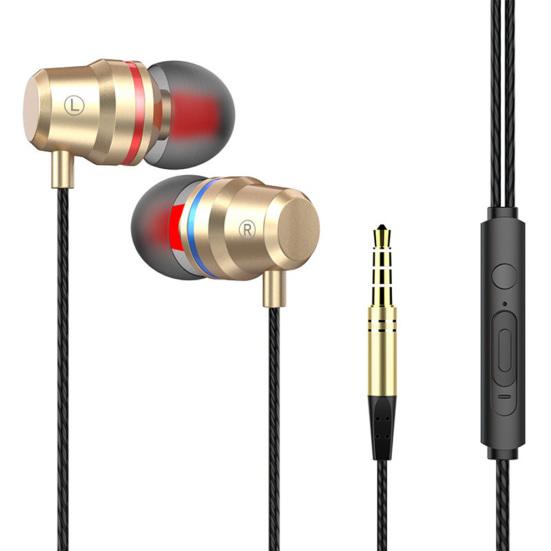 3.5mm Wired In-Ear Earphone Heavy Bass Stereo Volume Control Headphone with Mic
