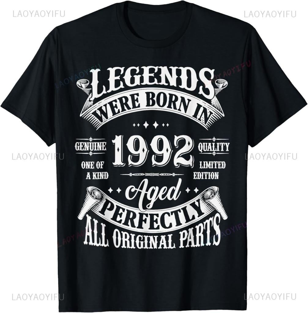 Vintage 33th Birthday Decorations Vintage 1992 33 Years Old TShirt Print On DeUnisexd Streetwear Short Sleeve Camiseta Hombre