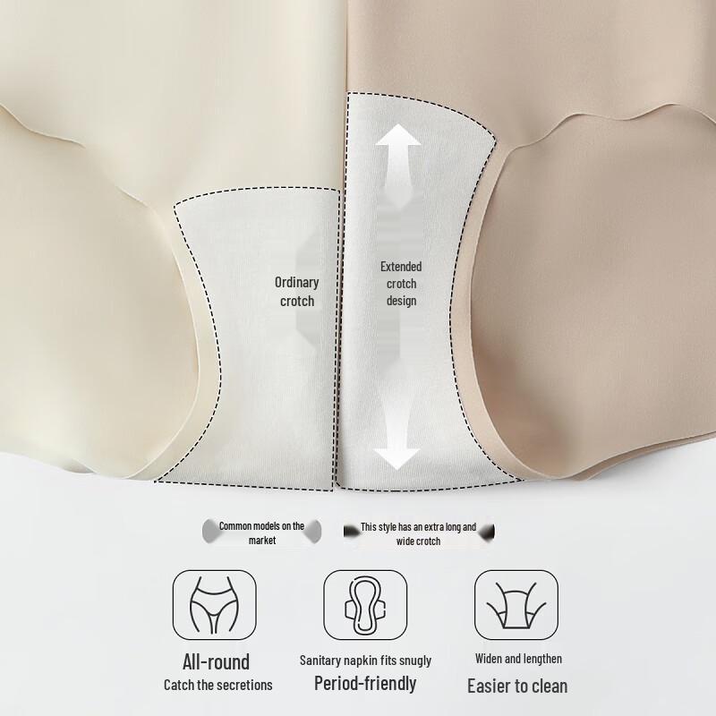 Fenteng Women's 10A Antibacterial Seamless Mid-High Waist Briefs 3-Pack