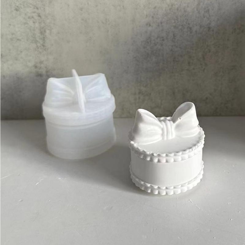 Mini Bow Shape Storage Box Candle Cup Silicone Mold DIY Bowknot Handicrafts Round Plaster Storage Jar Home Decoration Molds
