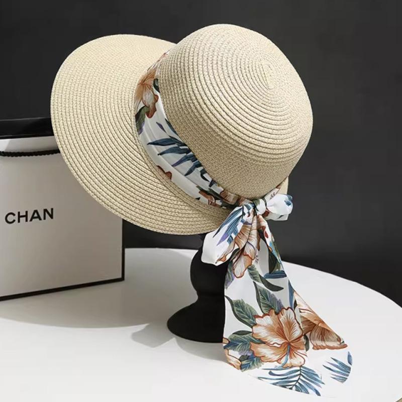

Women s Korean Style Wide Brim Straw Sun Hat with Bow - UV Protection, Perfect for Beach Vacations. One Size (54-58cm)