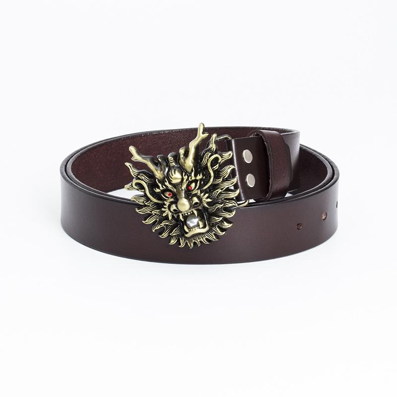 Personalized Men's Cowhide Belt Chinese Dragon Spot Punk Fashion Motorcycle Rider Belt