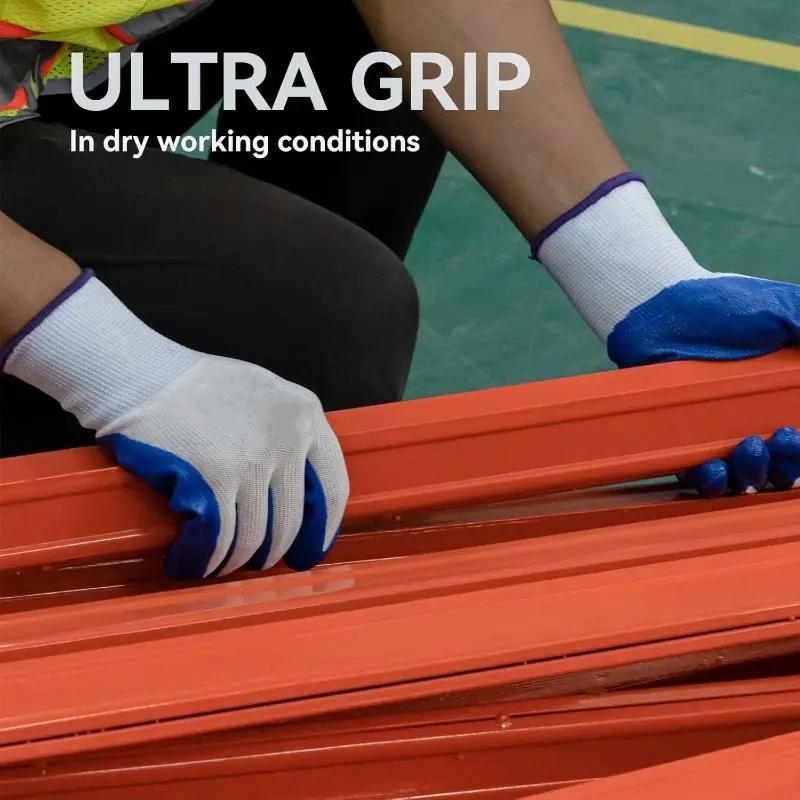 20PCS Nitrile Coated Safety Work Gloves Non-Slip Durable Duty Work Gloves for Gardening Yard Farm Construction Industrial Repair